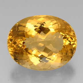 37.07캐럿 천연 골든 옐로우 시트린, 타원형 컷, 24.3×19.2 mm, VVS