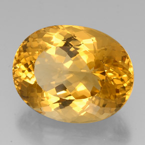 37.07캐럿 천연 골든 옐로우 시트린, 타원형 컷, 24.3×19.2 mm, VVS