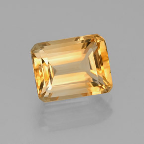 2.56캐럿 천연 골든 옐로우 시트린, 에메랄드 컷, 9.1×7.2 mm, VVS-VS