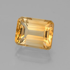 2.56캐럿 천연 골든 옐로우 시트린, 에메랄드 컷, 9.1×7.2 mm, VVS-VS
