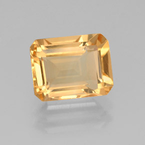 2.18캐럿 천연 골든 옐로우 시트린, 에메랄드 컷, 8.9×7 mm, VS