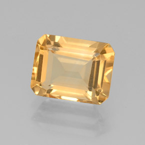 2.18캐럿 천연 골든 옐로우 시트린, 에메랄드 컷, 8.9×7 mm, VS