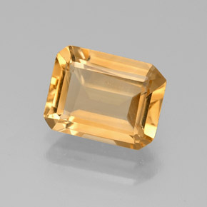1.84캐럿 천연 골든 옐로우 시트린, 에메랄드 컷, 8.9×6.8 mm, VS