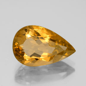 3.83캐럿 천연 골든 옐로우 시트린, 배 모양, 13.8×8.7 mm, VVS