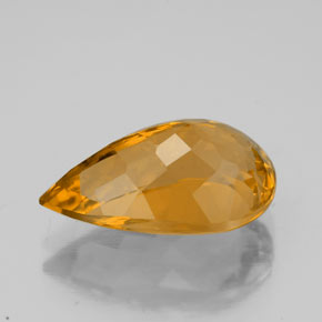 3.83캐럿 천연 골든 옐로우 시트린, 배 모양, 13.8×8.7 mm, VVS