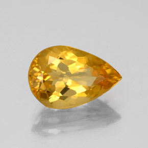 2.55캐럿 천연 골든 옐로우 시트린, 배 모양, 11.9×8 mm, VVS-VS