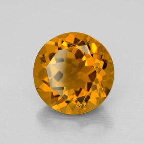 5.79캐럿 천연 골든 옐로우 시트린, 라운드 컷, 11.89 mm, VVS