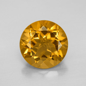 5.56캐럿 천연 다크 오렌지-골드 시트린, 라운드 컷, 11.78 mm, VVS-VS