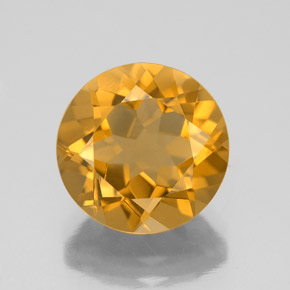 4.16캐럿 천연 Orange-Gold  시트린, 라운드 컷, 10.88 mm, VVS
