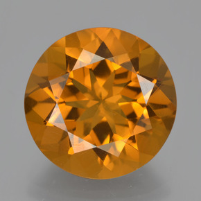 7.75캐럿 천연 갈색빛 오렌지 시트린, 라운드 컷, 13.78 mm, VVS-VS