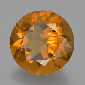 7.75캐럿 천연 갈색빛 오렌지 시트린, 라운드 컷, 13.78 mm, VVS-VS