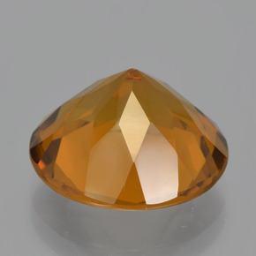 7.75캐럿 천연 갈색빛 오렌지 시트린, 라운드 컷, 13.78 mm, VVS-VS