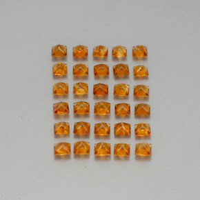 캐럿 천연 옐로우 오렌지 시트린 보석, 스퀘어, 3.1×3.1 mm, VVS-VS