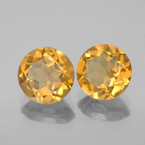 캐럿 천연 골든 옐로우 시트린 보석, 라운드 컷, 7.98 mm, VVS-VS