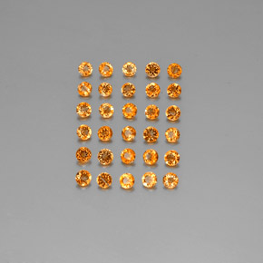 캐럿 천연 옐로우 오렌지 시트린 보석, 라운드 컷, 2.51 mm, VVS-VS