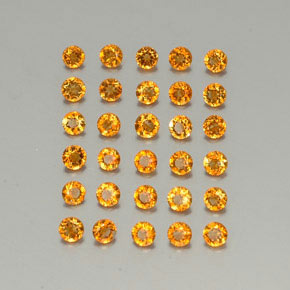 캐럿 천연 옐로우 오렌지 시트린 보석, 라운드 컷, 2.50 mm, VVS-VS