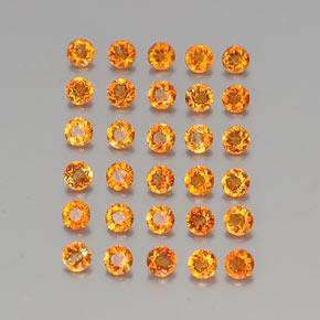 캐럿 천연 옐로우 오렌지 시트린 보석, 라운드 컷, 2.48 mm, VVS-VS