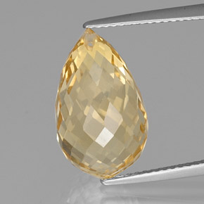 9.84캐럿 천연 페일 골드 시트린, 브리올레트, 16.4×10 mm, VVS