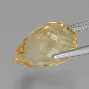 9.84캐럿 천연 페일 골드 시트린, 브리올레트, 16.4×10 mm, VVS