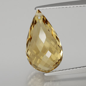 6.52캐럿 천연 밝은 갈색을 띤 황금색 시트린, 브리올레트, 15.3×8.9 mm, VVS