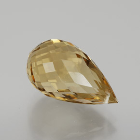 6.52캐럿 천연 밝은 갈색을 띤 황금색 시트린, 브리올레트, 15.3×8.9 mm, VVS