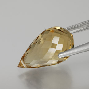 6.52캐럿 천연 밝은 갈색을 띤 황금색 시트린, 브리올레트, 15.3×8.9 mm, VVS