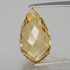 6.85ct 자연스러운 골든 오렌지 황수정, 브리올레트, VVS-VS