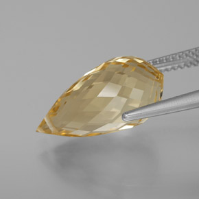 7.09캐럿 천연 골든 오렌지 시트린, 브리올레트, 16.9×8.6 mm, VVS