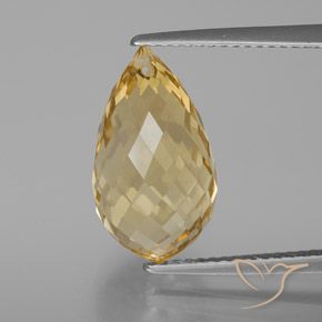 7.35ct 자연스러운 라이트 골든 황수정, 브리올레트, VVS