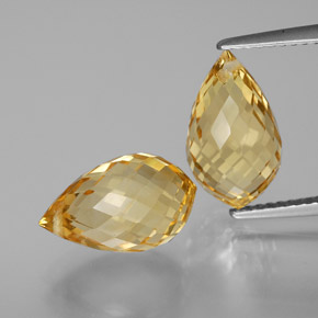 7.77캐럿 천연 밝은 갈색을 띤 황금색 시트린 보석, 브리올레트, 12.7×7.5 mm, VVS-VS