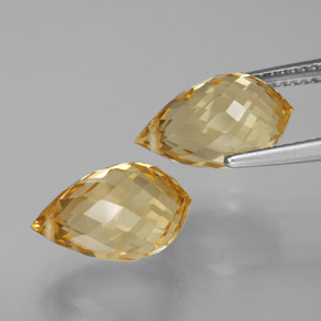 7.77캐럿 천연 밝은 갈색을 띤 황금색 시트린 보석, 브리올레트, 12.7×7.5 mm, VVS-VS
