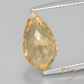 5.08ct 자연스러운 황색을 띠는 금 황수정, 브리올레트, VVS