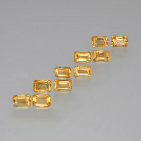 6.74캐럿 천연 미디엄 라이트 오렌지 골드 시트린 보석, 에메랄드 컷, 6.1×4.1 mm, VS