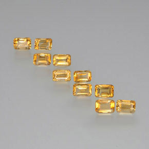 6.74캐럿 천연 미디엄 라이트 오렌지 골드 시트린 보석, 에메랄드 컷, 6.1×4.1 mm, VS