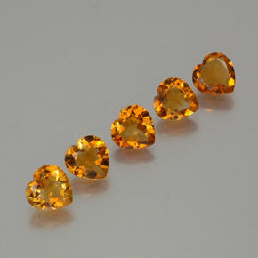 4.93캐럿 천연 갈색빛 오렌지 시트린 보석, 하트 모양, 7.1×6.9 mm, VS