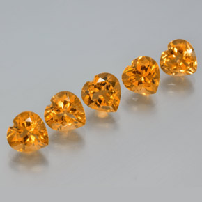 6.11캐럿 천연 딥 오렌지-골드 시트린 보석, 하트 모양, 7.1×7 mm, VS