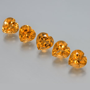 6.11캐럿 천연 딥 오렌지-골드 시트린 보석, 하트 모양, 7.1×7 mm, VS