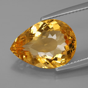 6.57캐럿 천연 골든 옐로우 시트린, 배 모양, 15.7×11.5 mm, IF