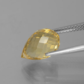 3.68캐럿 천연 미디엄 골드 시트린, 브리올레트, 11.3×7.4 mm, VVS
