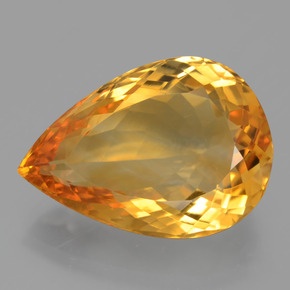 14.43캐럿 천연 골든 옐로우 시트린, 배 모양, 20.4×14.4 mm, VVS