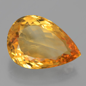 14.43캐럿 천연 골든 옐로우 시트린, 배 모양, 20.4×14.4 mm, VVS