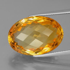 15.93캐럿 천연 다크 오렌지-골드 시트린, 타원형 컷, 20.2×14.2 mm, VVS