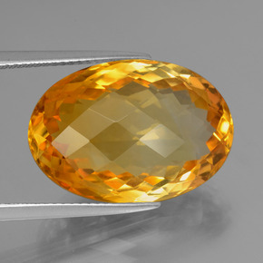 15.93캐럿 천연 다크 오렌지-골드 시트린, 타원형 컷, 20.2×14.2 mm, VVS