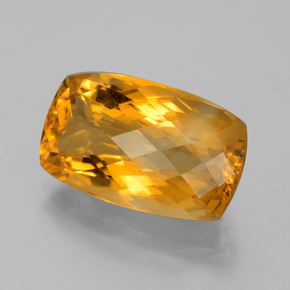 11.75캐럿 천연 골든 옐로우 시트린, 쿠션 컷, 18.4×11.2 mm, VVS