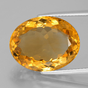 12.91캐럿 천연 다크 오렌지-골드 시트린, 타원형 컷, 18.3×14.2 mm, VVS