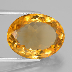 12.91캐럿 천연 다크 오렌지-골드 시트린, 타원형 컷, 18.3×14.2 mm, VVS