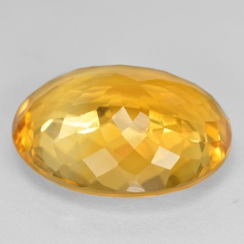 15.91캐럿 천연 미디엄 골든 시트린, 타원형 컷, 19.2×15.4 mm, VVS