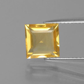 1.77캐럿 천연 골든 옐로우 시트린, 스퀘어, 7.6×7.5 mm, VVS-VS