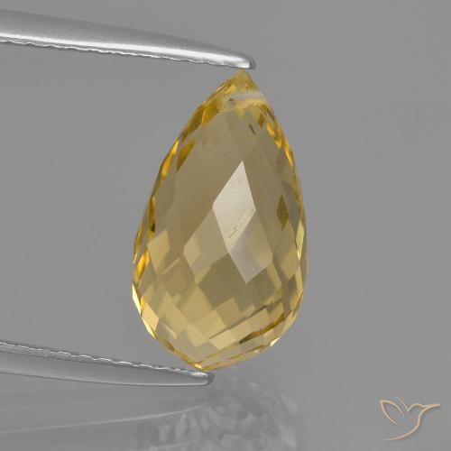 3.74ct 자연스러운 라이트 골든 황수정, 브리올레트, VVS-VS