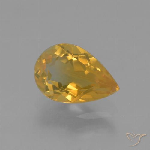 1.17ct 자연스러운 딥 골든 오렌지 황수정, 배 모양, VS